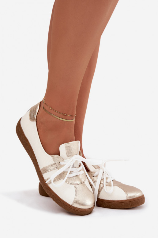 Pele sapato Feminino Typu Barefoot Zazoo N1341 Branco-cor dourada