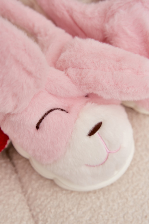 com um casaco de pele Chinelos Feminino Coelhinhos cor rosa Faylen