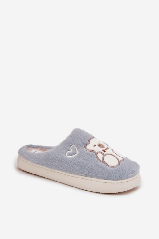 com um casaco de pele Chinelos Com Urso cor azul Noralie