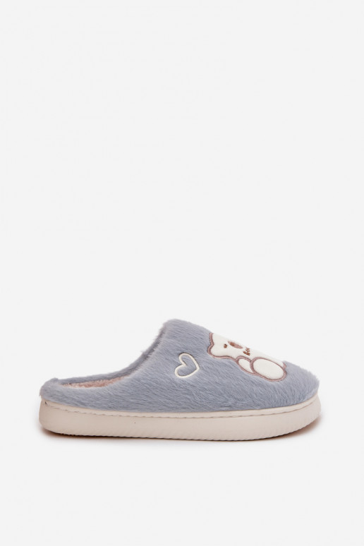 com um casaco de pele Chinelos Com Urso cor azul Noralie