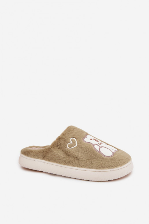 com um casaco de pele Chinelos Com Urso cor verde Noralie