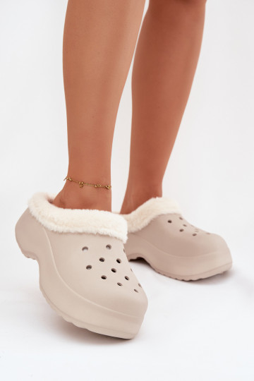 Chinelos leves Chinelos femininos aquecimento com pelo por dentro cor cáqui Palvine 2