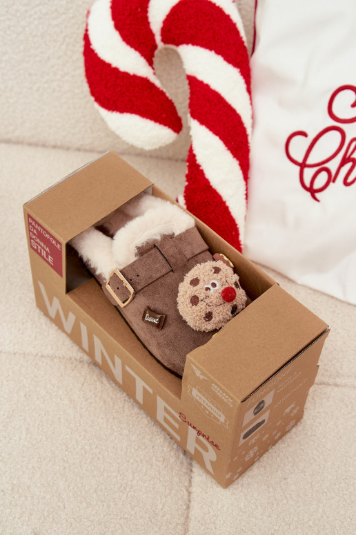 Chinelos Feminino com lindos detalhes I com fivelas aquecimento com pelo por dentro cor marrom Thalora