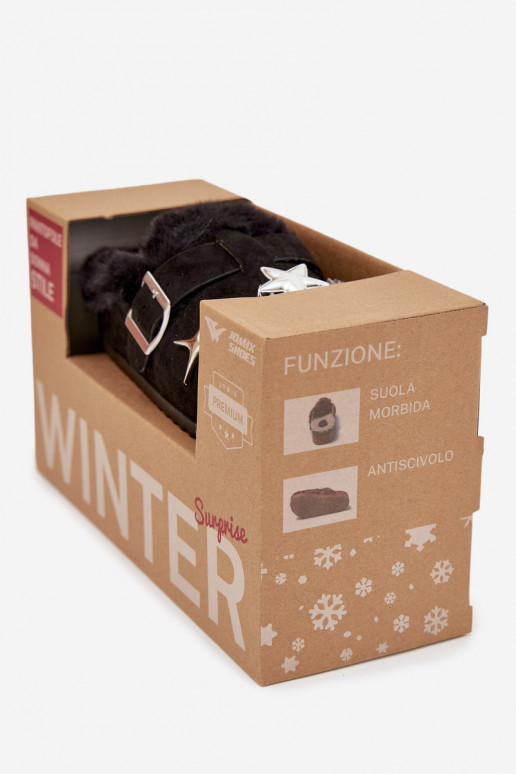 Chinelos Feminino com lindos detalhes I com fivelas aquecimento com pelo por dentro cor preta Thalora