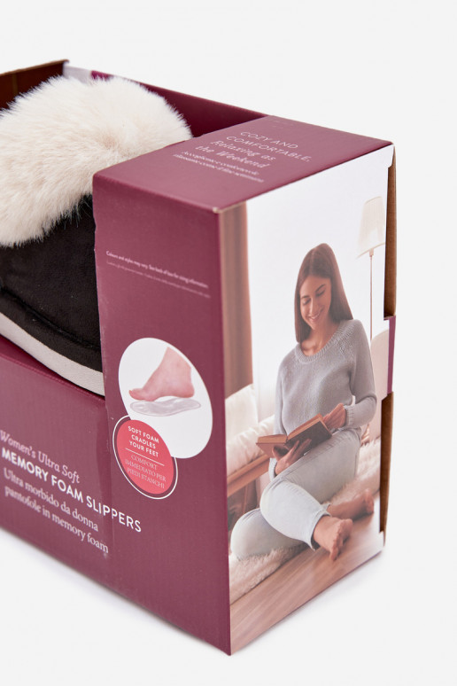 Chinelos Feminino com um casaco de pele cor preta Zanelia