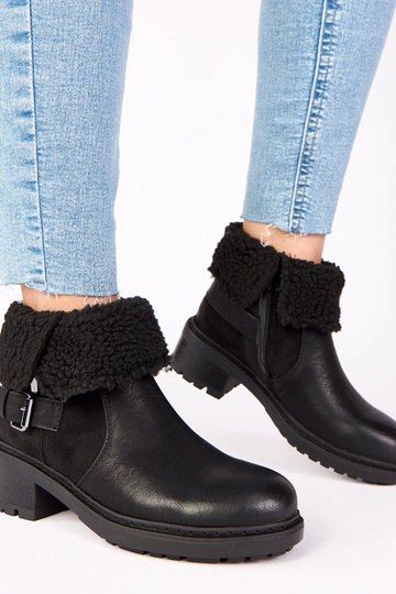 Botas pretas de salto com cano dobrável "Olga" 2