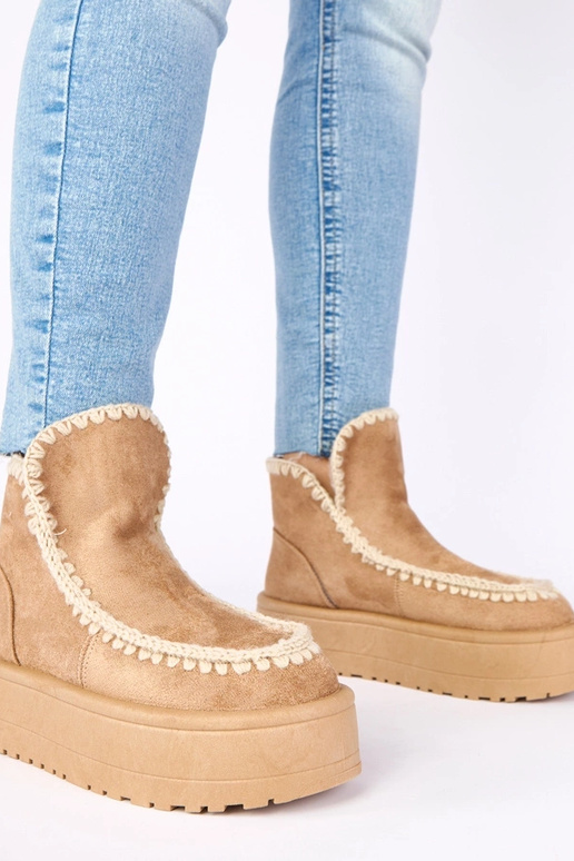 Botas de neve bege escuro em...