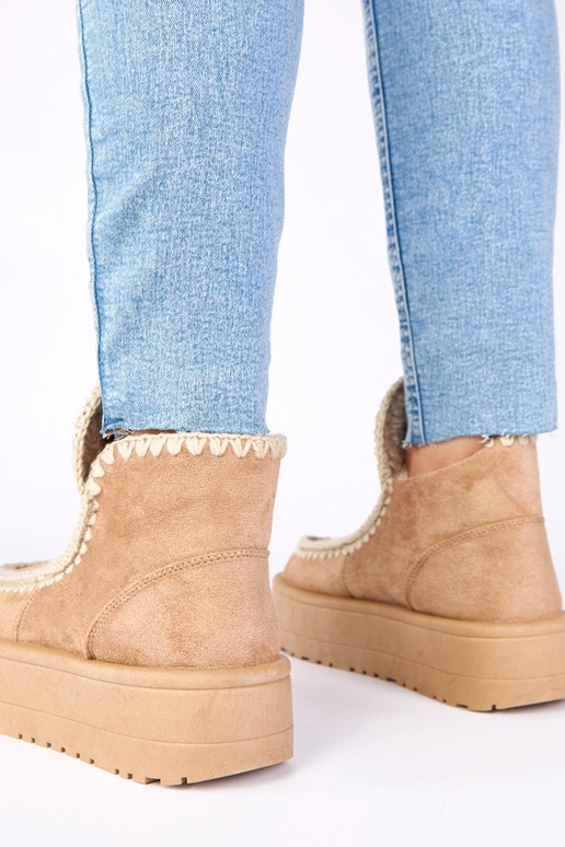 Botas de neve bege escuro em...