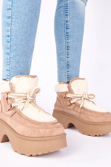 Botas de neve bege escuro com pelúcia em plataforma "Ziza"