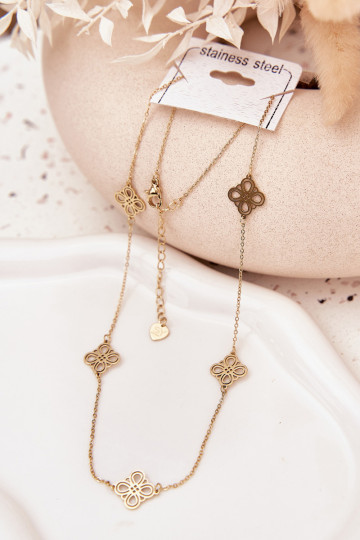 Colar de aço inoxidável dourado