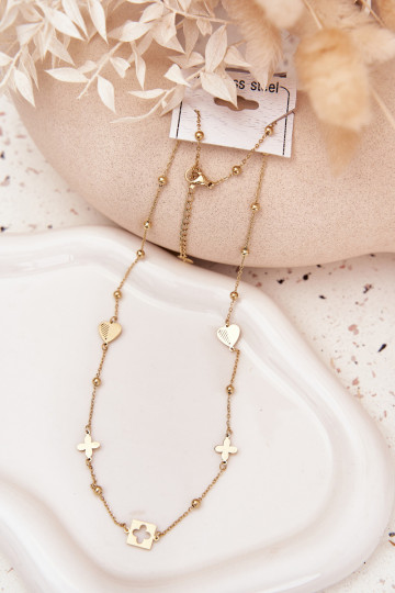 Colar dourado com pingentes de aço inoxidável