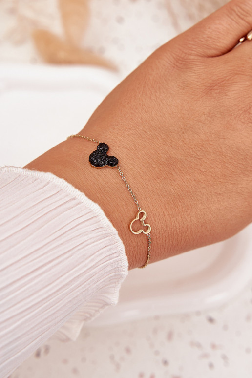 Um bracelete de aço inoxidável rato Miki cor dourada