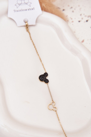 Um bracelete de aço inoxidável rato Miki cor dourada 2