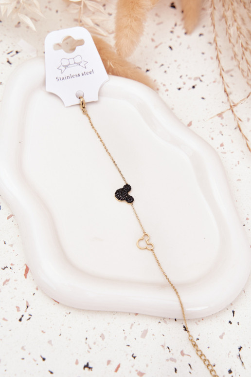 Um bracelete de aço inoxidável rato Miki cor dourada