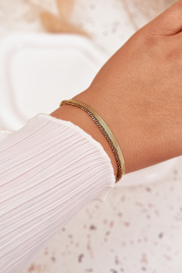 Pulseira dupla de aço inoxidável dourada