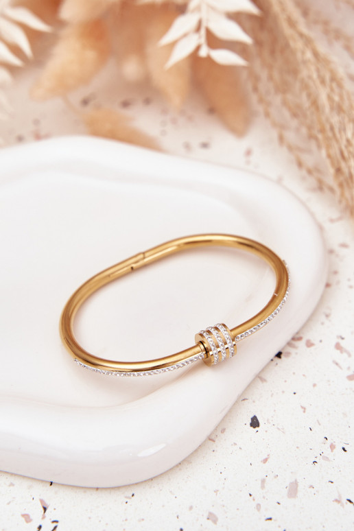 Um bracelete Feminino com olhos brilhantes Stal NierdzeParana cor dourada