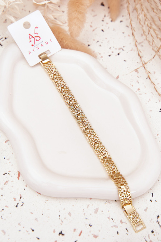 Um bracelete Feminino Fabricado em aço cirúrgico cor dourada