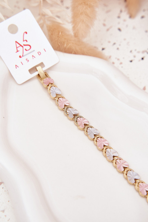 Um bracelete FemininoKoloroParaymi Coraçõesmi Stal Chirurgiczna cor dourada