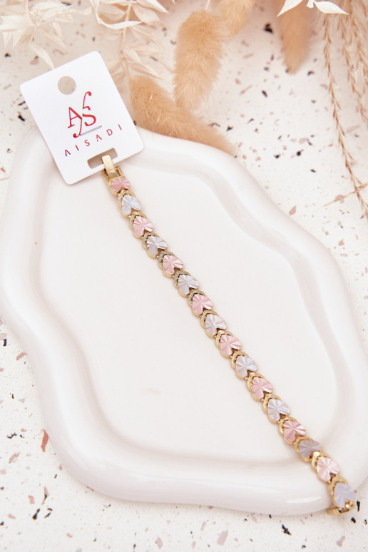 Um bracelete FemininoKoloroParaymi Coraçõesmi Stal Chirurgiczna cor dourada