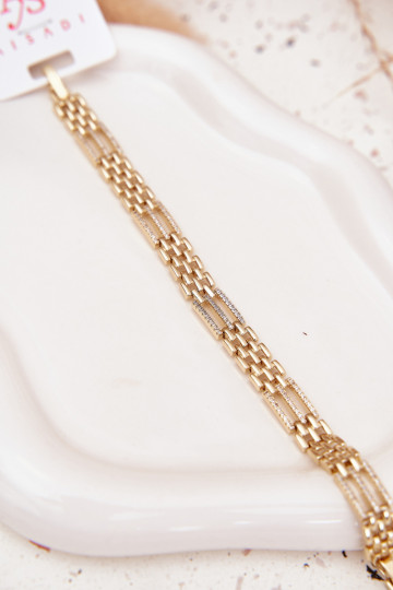 Um bracelete Feminino Fabricado em aço cirúrgico com olhos brilhantes cor dourada 2