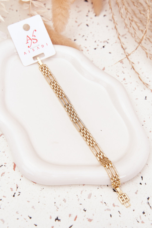 Um bracelete Feminino Fabricado em aço cirúrgico com olhos brilhantes cor dourada