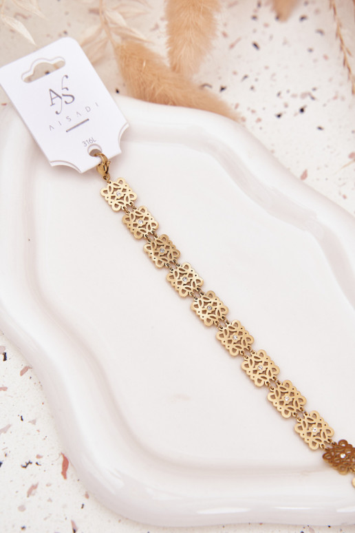 Regulamentado Um bracelete Feminino com olhos brilhantes Stal Chirurgiczna cor dourada