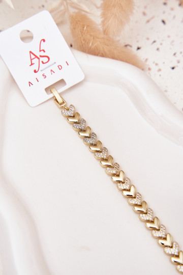 Um bracelete Feminino Corações com olhos brilhantes cor dourada 2