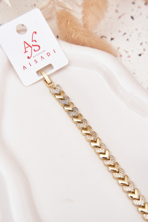 Um bracelete Feminino Corações com olhos brilhantes cor dourada