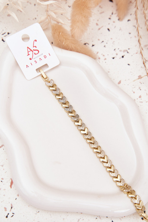 Um bracelete Feminino Corações com olhos brilhantes cor dourada