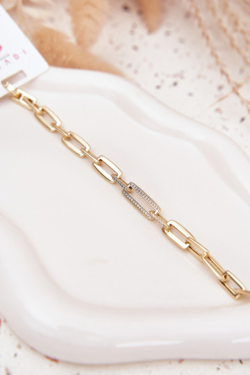 Pulseira feminina com correntinhas de aço cirúrgico dourada 2