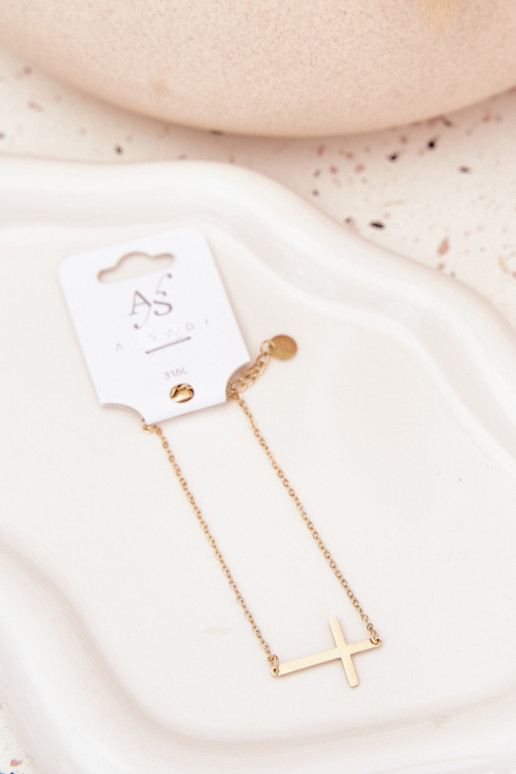 Um bracelete Com uma cruz Stal Chirurgiczna cor dourada