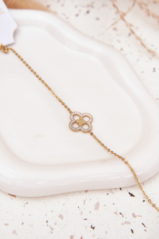 Um bracelete Feminino Fabricado em aço cirúrgico cor dourada