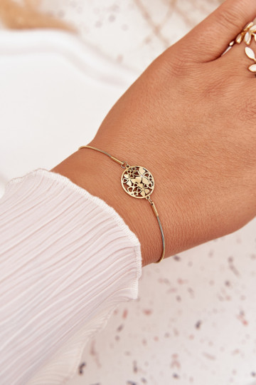 Um bracelete Feminino Com pingente Kółkocom motivos floraisuszkami cor dourada