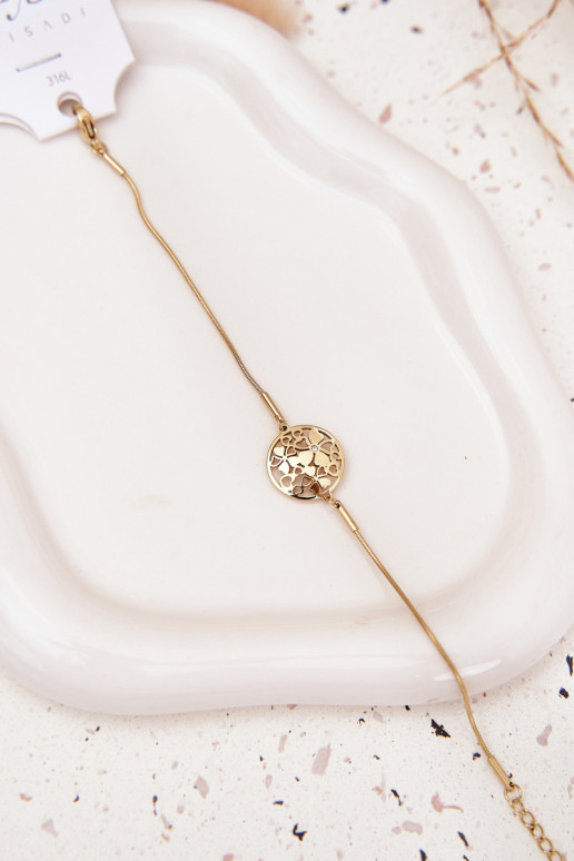 Um bracelete Feminino Com pingente Kółkocom motivos floraisuszkami cor dourada