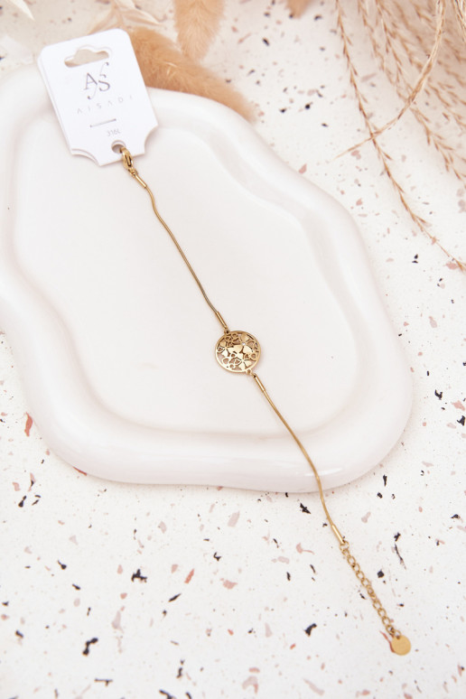 Um bracelete Feminino Com pingente Kółkocom motivos floraisuszkami cor dourada