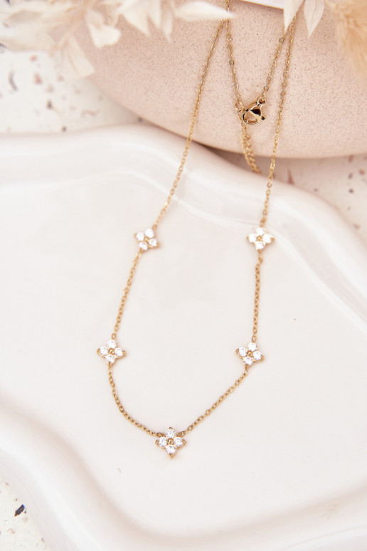 Sem pescoço Femininocom motivos floraisuszkami Stal Chirurgiczna cor dourada