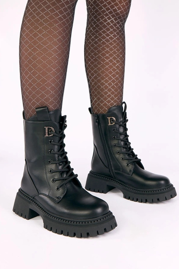 Botas pretos de plataforma adornados com zircônios Mathia