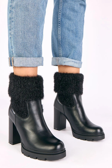 Botas pretas de salto com cano decorado Randy
