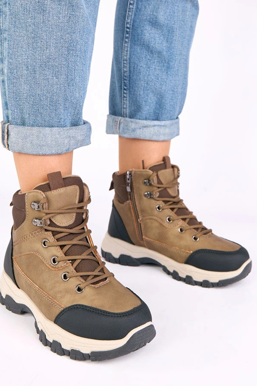 Botas de combate bege-escuro de...