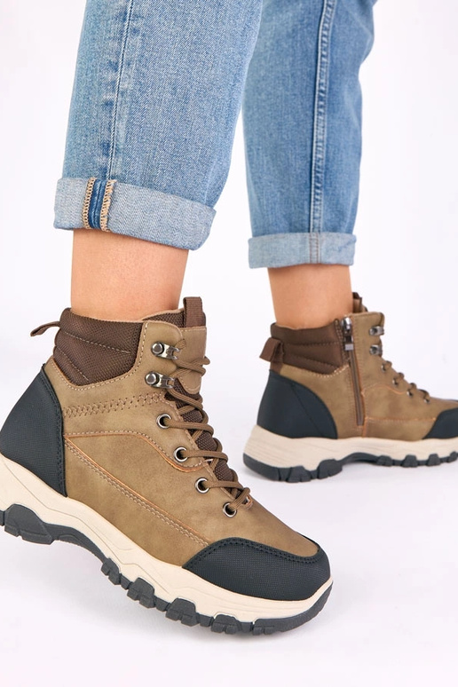 Botas de combate bege-escuro de...