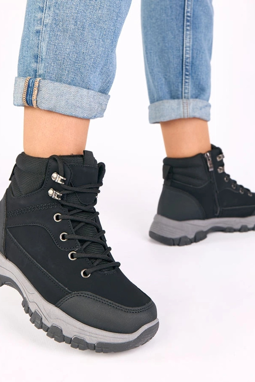 Botas de combate pretas de plataforma...