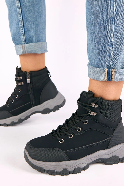 Botas de combate pretas de plataforma...