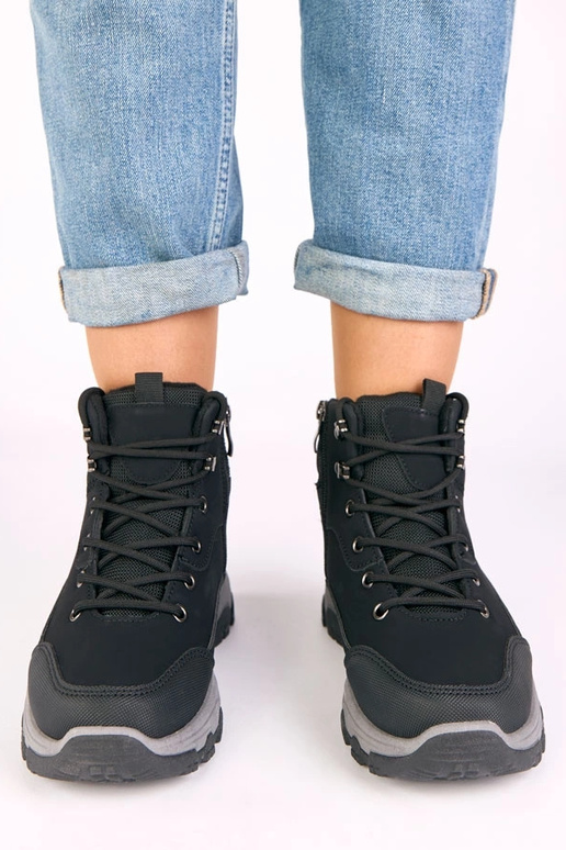 Botas de combate pretas de plataforma...