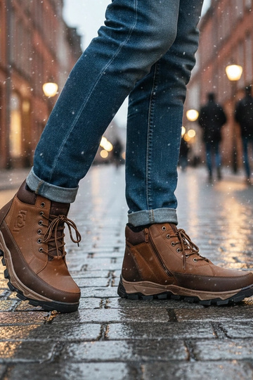 Calças de combate marrons masculinas forradas Elias