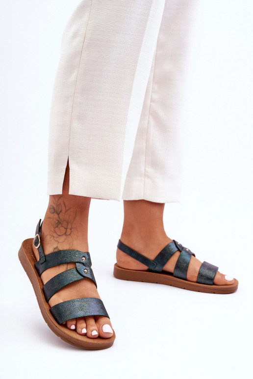 com brilho Sandálias femininas cor cáqui Catalia