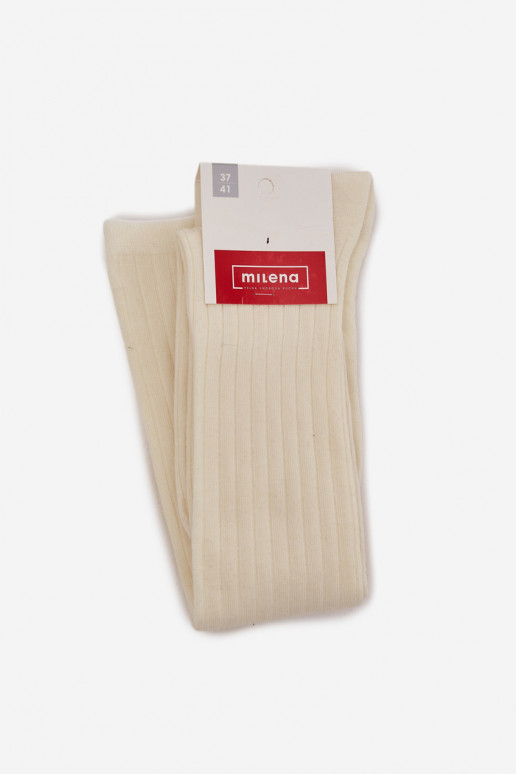 Meias longas de lã merino na cor marfim