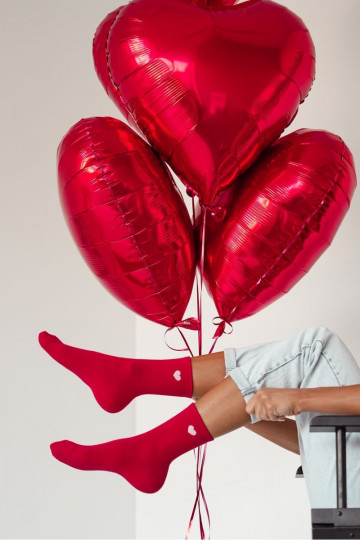 Meias Feminino Drobne Serduszko cor vermelha