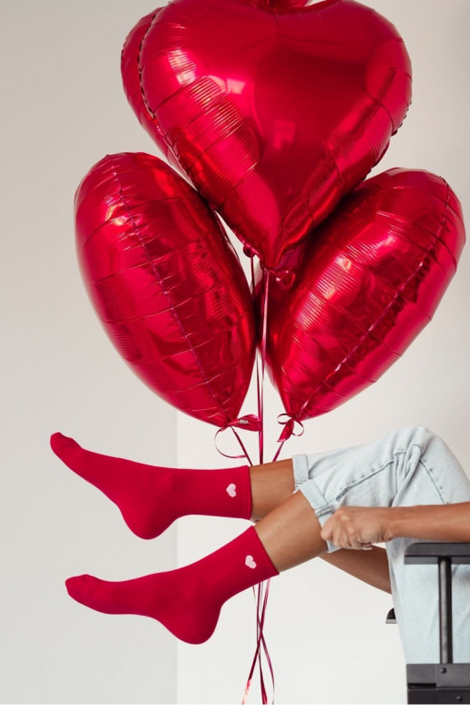 Meias Feminino Drobne Serduszko cor vermelha