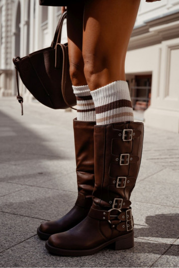 PodkolanóParaki Feminino EM Prążek com listras cor de marfim