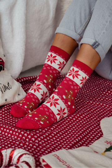 Meias Feminino Habilitadotal Pierniki cor vermelha